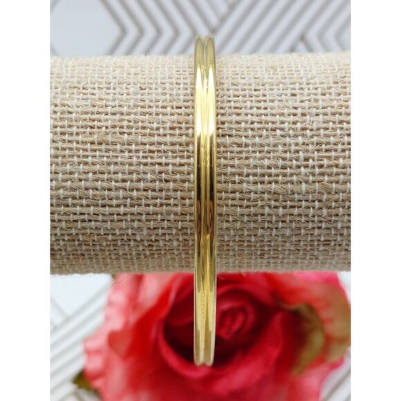 Gold Tone Signed Cuff Bracelet Well Made Engraved Follow Your Heart - Picture 5 of 12